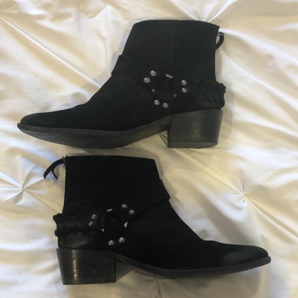 Vintage 7- size 9 black suede/leather vintage looking Alameda boots - Picture 3 of 10